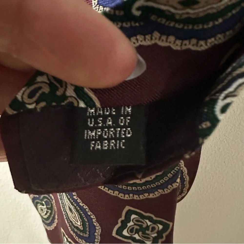 Christian Dior Monsieur Men’s Paisley Tie Made‎ In USA Maroon